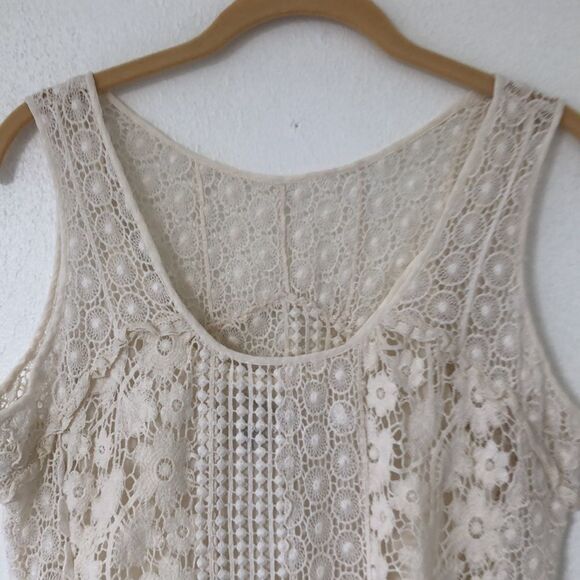 Lucky Brand size S Ivory Coquette Fairy Cotton Cottage Core Crocheted Tank Top - Picture 10 of 10